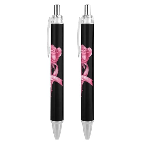 Stylos à bille 0,5 mm à écriture lisse et grip confort avec ruban rose