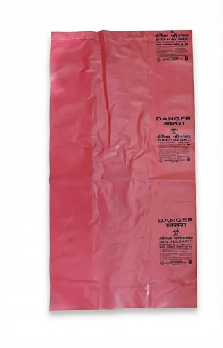 Image of HEAN Bio Hazard Waste Disposal Bags, 20x24 inch, 75 Micron, Bio Medical Garbage Bags (Red - 20)