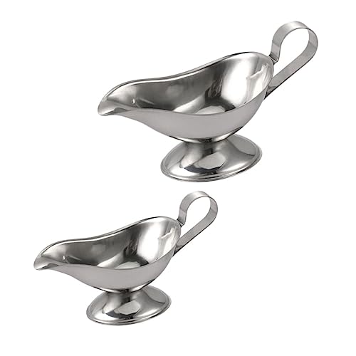 CIYODO 2pcs Seasoning Cup Gravy Bowl Serving Bowls Steel Sauce Dish Syrup for Coffee Food Sauce Ramekins Sauce Pour Boat Coffee Syrup Stainless Sauce Boat Gravy Jug Silver Stainless Steel