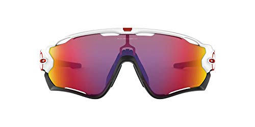 Oakley Óculos de sol masculino OO9290 Jawbreaker Shield, Branco polido em preto/Prizm Road, 31 mm