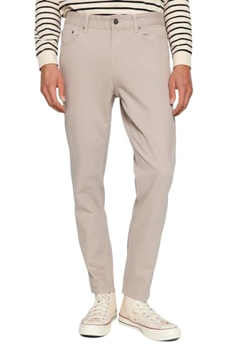 Jeans beige hommes Trendyol coupe droite relax pour un confort quotidien