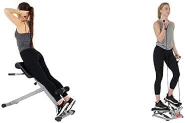 Sunny Health & Fitness Advanced Twist Stepper Machine with Resistance Bands - SF-S0979 + Sunny Health and Fitness 45 Degree Hyperextension Roman Chair, Steel, Grey, One Size