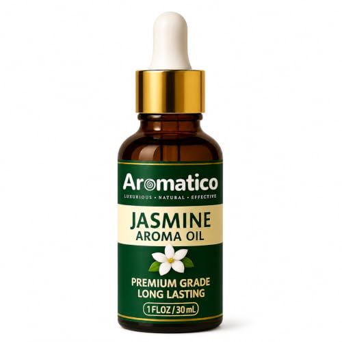 Image of AROMATICO Jasmine Diffuser Oil for Long-Lasting - Natural Home Fragrance Oil for Aromatherapy, Meditation & Concentration | Versatile Use in Diffusers, Air Fresheners 30ml