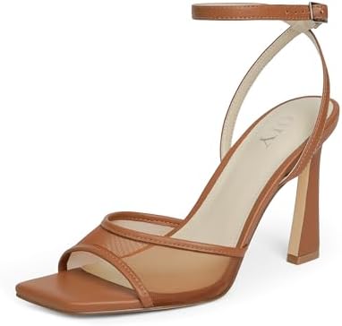 Strappy Heels for Women Heeled Sandals Square Toe Heel Ankle Stra...