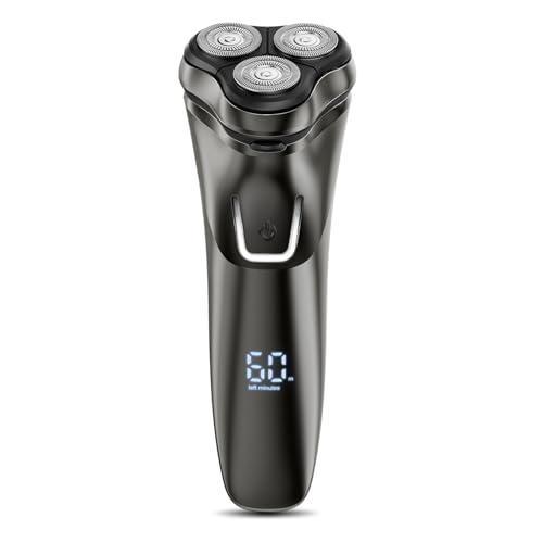 Image of Electric Razor for Men Waterproof: 5D Floating Rotary Shaver for Travel Wet or Dry - ๐๐๐ง๐ฌ๐ข๐ญ๐ข๐ฏ๐ ๐๐ค๐ข๐ง ๐๐๐ซ๐, USB Fast Charging, Stainless Steel Blades, Pop-up Trimmer Chic Black