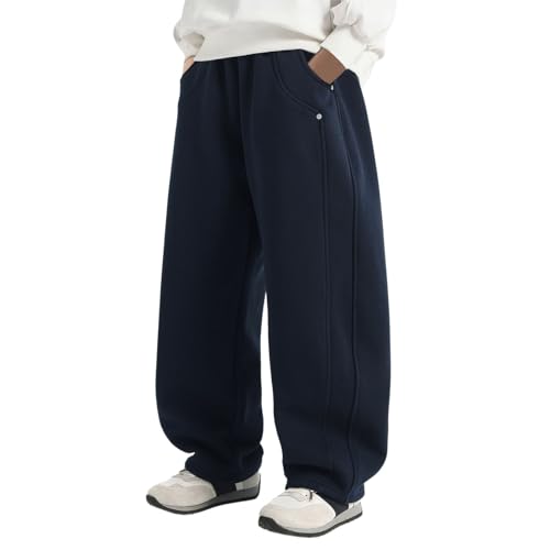 Pantalones de chándal rectos para niños y niñas con forro polar