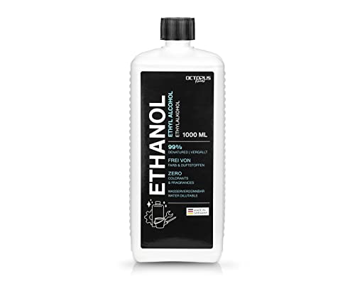 Pulpo 1 litro de etanol 642, 99% desnaturalizado con 1% MEK, limpiador universal para limpieza, desengrase y decoloración en profundidad para el hogar, el ocio y la industria.
