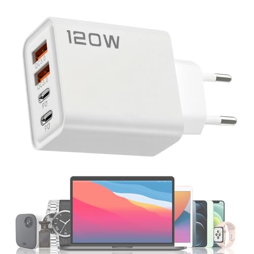 Adaptador de Enchufe,Bloque de Carga Rápida - 120W Adaptador Convertidor Tipo-C USB para Viajes Hogar Baño Ordenador