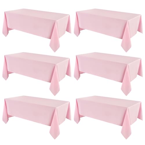 VidaFete Classic Series 6 Pack 90 * 156inch Pink Rectangle Tablecloth