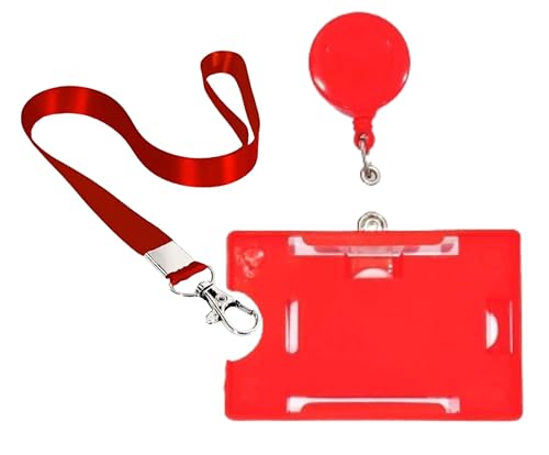Image of ANG Plastic ID Badge Holder, ID Badge Reel, Lanyard (Pack of 10)