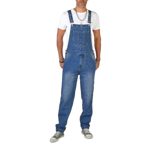 Vaqueros de mezclilla WOLONG para hombre de corte recto holgado y pernera larga