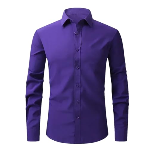 Chemise décontractée manches longues homme à poche élastique violette XL