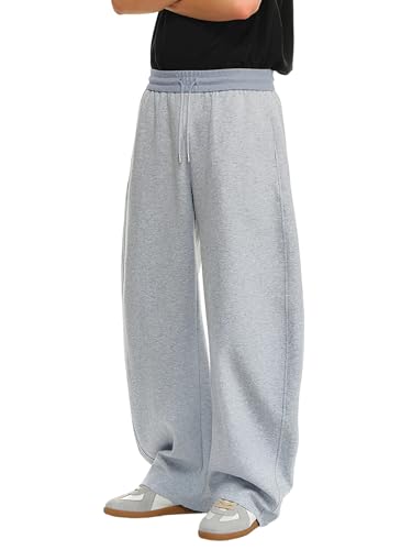 Image of Mens Baggy Sweatpants Wide Leg Casual Elastic Waist Drawstring Athletic Loose Jogger Fall Sweat Pants with Pockets