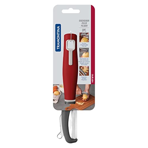 Descascador Fio Liso Inox Verano Vermelha Tramontina