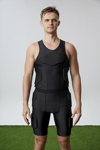 Men’s Padded Compression Shirts, Sports Protective Vest Rash Guard, Baseball/Softball Chest Protector, Basketball Training Tank Top M - Thumbnail 2