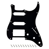 Banworks 1 Ply Strat HSS Pickguard 11-Hole Electric Guitar Pickguard SSH Scratch Plate for USA/Mexican Fender Modern Style Standard Stratocaster ST JT/HB-02 Glossy Black