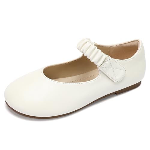 koppu Girls Mary Jane Shoes Soft Sole Comfortable Ballerina Flat Ballet Dress Shoes for Little Kids Patent Leather School Wedding Party Wide Feet Friendly White Big Kid 3 by koppu - Used condition - Image 9