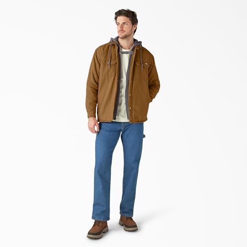 Image of Dickies Men's Fleece Hooded Duck Shirt Jacket With Hydroshield