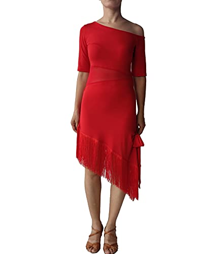 Femmes Ballroom Dress Latin Dance Dresses Salsa Cha Cha Tango Costume Tassels Fringe Rumba Dancewear