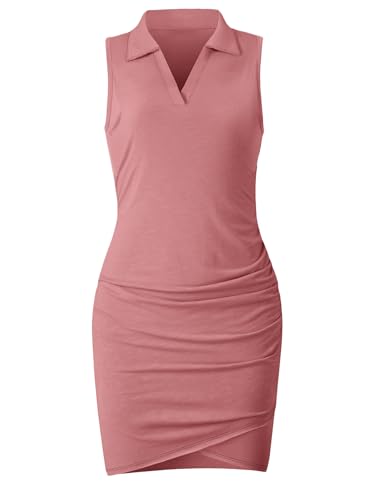 Image of AUXDIO Women Summer Bodycon Dresses Casual Tank Sleeveless Ruched Wrap 2026 Party Club Mini Dress