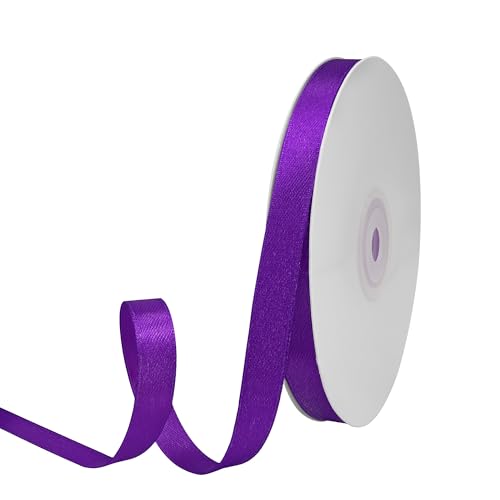 GTYBOVA 3/8 Inch x 50 Yards Double Face Purple Satin Ribbon 100% Polyester Multiple Colors Available Ideal for Gift Wrapping Crafts Wedding Decor