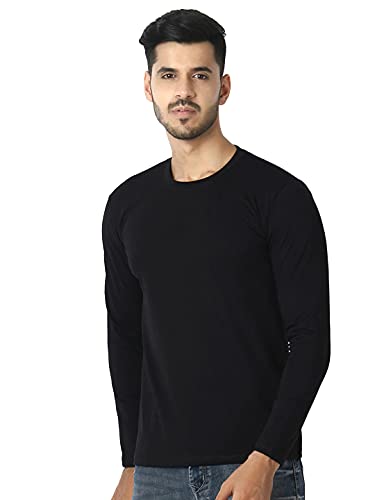 Image of Round Neck Full Sleeve Plain-Solid Regular Fit Casual Men's Multicolor T-Shirts (Pack of 2)