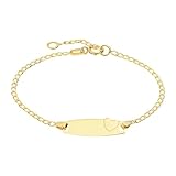 TIME ROAD Esclava Oro Bebé de 9K FG00068/14 Corazón - Pulsera Bebé Oro - Ideal para Regalo de Bautizo, Cumpleaños