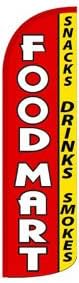 Food Mart Snacks, Drinks, Smokes Swooper Flag Feather Fly Knitted Polyester Decorative House