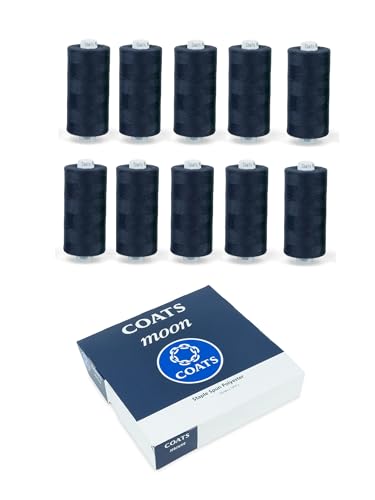 Coats Craft Moon Polyester Sewing Thread - 10x1000yds Black