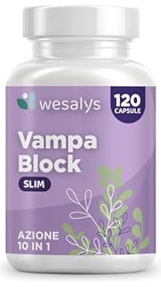 Menopausa Integratori Vampate, VAMPA BLOCK SLIM, 120 Capsule (4 Mesi), Azione 10 in 1, Favorisce l’equilibrio del peso corporeo, Integratore con Isoflavoni di Soia e Agnocasto, Vamp Control