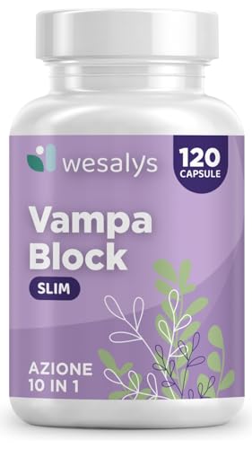 Menopausa Integratori Vampate, VAMPA BLOCK SLIM, 120 Capsule (4 Mesi), Azione 10 in 1, Favorisce l’equilibrio del peso corporeo, Integratore con Isoflavoni di Soia e Agnocasto, Vamp Control