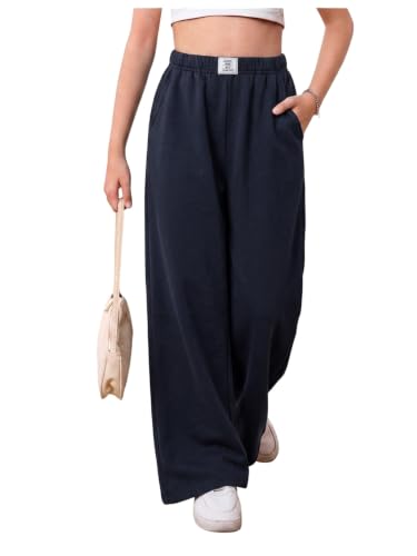 Image of SOLY HUX Girl's Wide Leg Sweatpants Loose Baggy Pants with Pockets