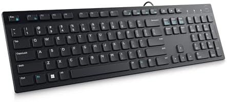Dell KB216 Wired Multimedia Keyboard - Full-Size Layout with USB Interface, Chiclet Keys, Spill Resistance with 3 Indicator Lights| Plug and Play| Hot Keys: Volume, Mute, Play/Pause, Backward, Forward