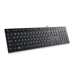 Dell KB216 Wired Multimedia Keyboard - Full-Size Layout with USB Interface, Chiclet Keys, Spill Resistance with 3 Indicator Lights| Plug and Play| Hot Keys: Volume, Mute, Play/Pause, Backward, Forward