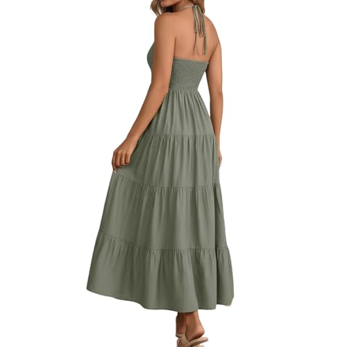 Robe longue en lin femme coupe ajustée dos smocké confortable