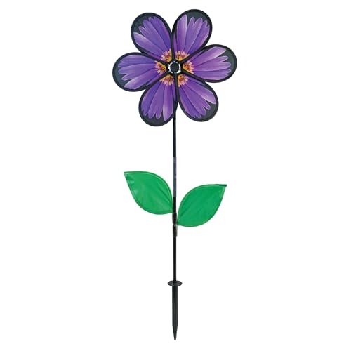 In the Breeze 2629 — 6-Petal Flower Spinner with Leaves, 13.5-Inch Aster Spinner with Leaves, Realistic Printed Flower Spinner