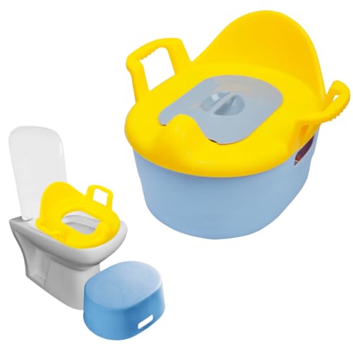 My Giraffe 3-in-1 Baby Potty Seat & Chair for Kids (1-5 Years) | Toilet Training Seat with Footrest & Removable Pot | Multipurpose Baby & Toddler Potty Trainer (Yellow-Blue)