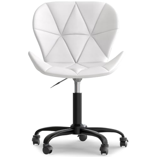 Image of Amazon Brand - Umi Home Swivel Height-Adjustable Faux Leather Office Computer Study Desk Chair for Salon, Spa in White Color