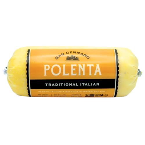 Traditional Italian Polenta Tube by San Gennaro | Gluten Free Cornmeal | Made from Yellow Corn Non-GMO Ingredients for Authentic Flavor | Ready for Quick Heat-and-Serve Meals, 18 ounce