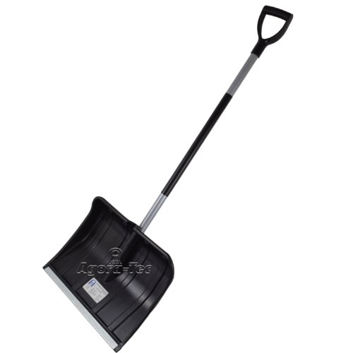 Agora-Tec® Schneeschieber Easy- Kunststoff Blatt mit auswechselbarer robuster Stahlkante: 48,5 cm breit, Stiel aus pulverbeschichtetem Stahl