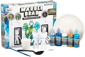 Craft Hub Marble Bear Series 1 Marble Pouring Keyring Kit, Design and Paint Your Own Bear, Metallic