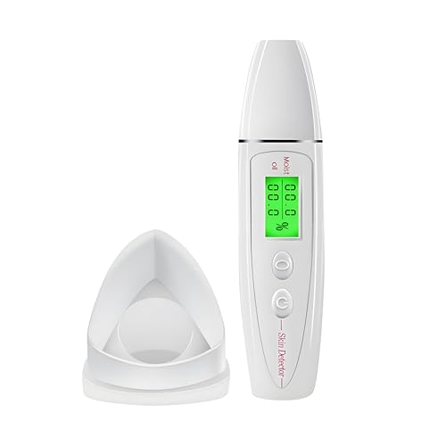 CYSFETENA Skin Hydration Tester, Portable Skin Moisturizer Test Facial Skin Tester Skin Water Oil Tester Digital LCD Smart Display Skin Hydration For Face Tool Skin Care Beauty (White)