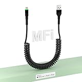 【Spiral USB Zu Lightning Kabel】USB zu lightning kabel ein einziehbares design, 1,3 Fuß lang in natürlicher Form, kann auf 5 Fuß gedehnt werden. Spiral iphone ladekabel tragbar und nicht verheddert. Halten Sie Ihr Auto organisiert