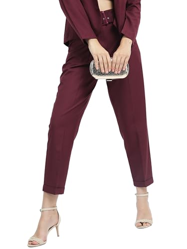 Image of Tokyo Talkies Women's Regular Fit Peg Trousers | Stretchable Trousers| High-Rise