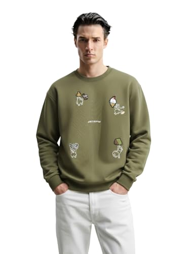 Sweat col rond vert olive homme taille L pour remplacer les pulls irritants