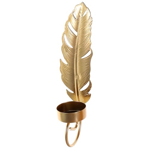 VINTORKY Metal Wall Leaf Candle Holder Unique Leaf Design Wall Mounted Stand for Home Decor Elegant Candle Sconce for Living Bedroom Dining Decorative Prop