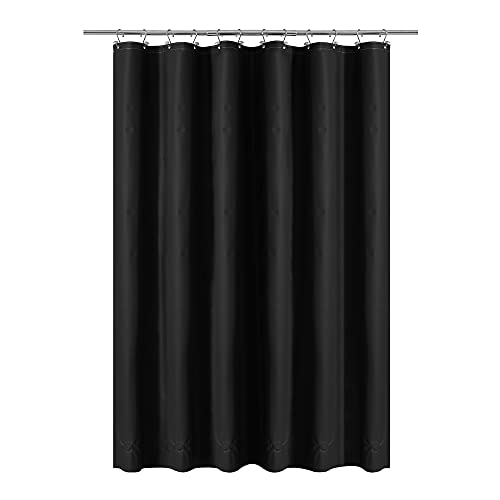 Image of Barossa Design Black Shower Curtain Liner with 6 Magnets - Waterproof Heavy Duty PEVA Shower Liner for Bathroom, 72 inch x 72 inch Standard Size, PVC Free, Metal Grommets - Black, 72x72