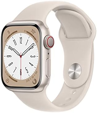Apple Watch Series 8 [GPS + Cellular 41mm] Smart Watch w/Starlight Aluminum Case with Starlight Sport Band - M/L. Fitness Tracker, Blood Oxygen & ECG Apps, Always-On Retina Display, Water Resistant