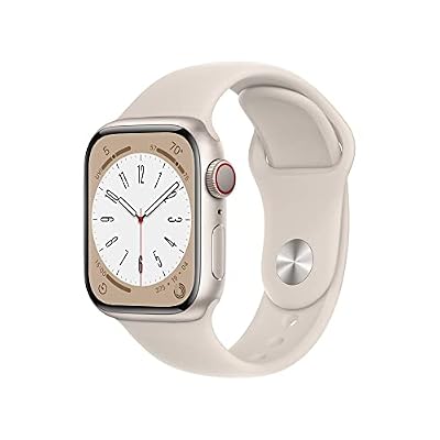 Apple Watch Series 8 [GPS + Cellular, 41mm] - Starlight Aluminum Case with Starlight Sport Band, S/M (Renewed)