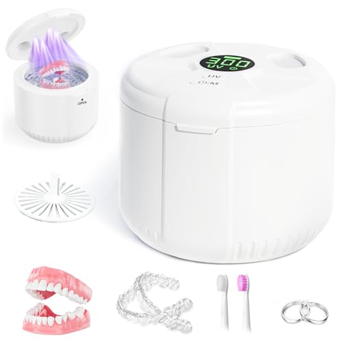Image of Ultrasonic Retainer Cleaner Machine, 45kHz Dental Cleaning Pod with Digital Timer for Dentures, Mouth Guards, Night Guards, Aligners, Toothbrush, Jewelry, Dental Appliances, 200ML Capacity